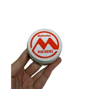 Vintage Meltonian Shoe Cream Polish Dark Brown Glass Jar Leather Care Color USED